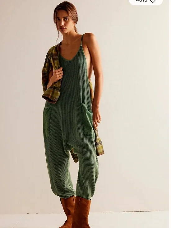 LIKE NEW Free People FP One Frankie Waffle Knit Jumpsuit - Picture 1 of 7